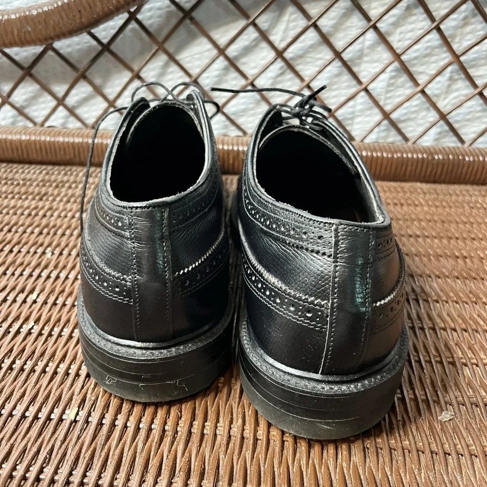Vintage Executive Imperials Black Wingtip Full Brogue Oxfords Shoes Size 9C